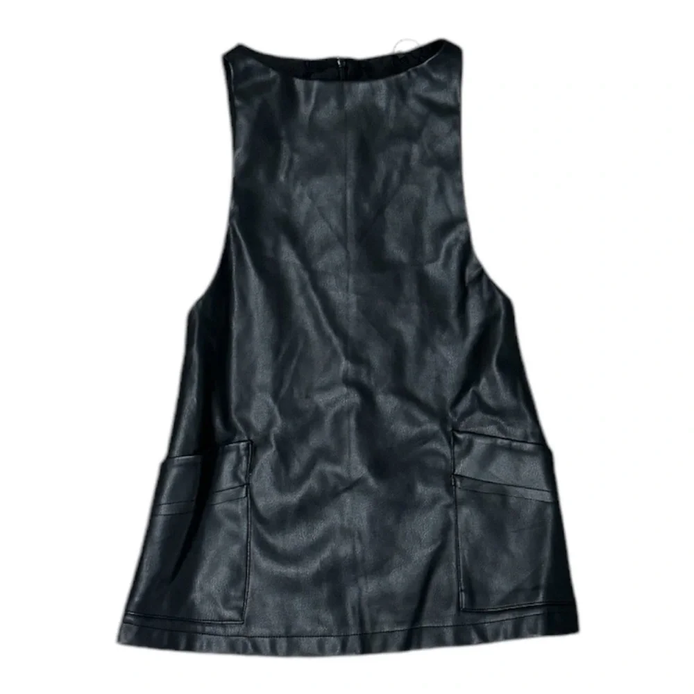 ZARA Faux Leather Black Dress Zara Fall Winter Size 6 Girl Sleeveless‎ Pockets
